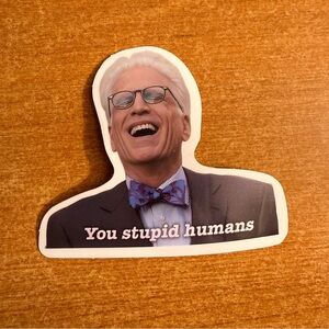 Humorous Sticker with Bow Tie Design